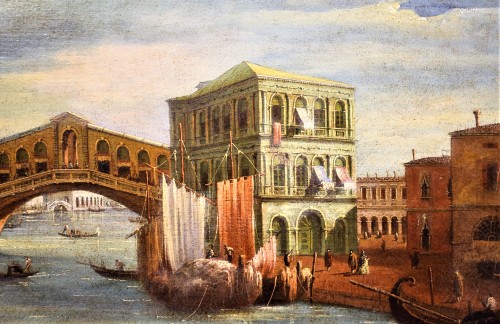 Venice, Grand Canal and Rialto Bridge - Giovanni Grubas (Venice 1830 -1919) - 